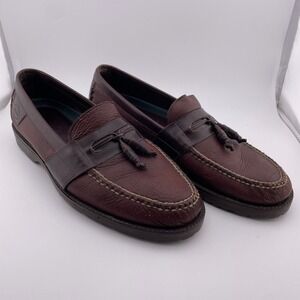 HS Trask Maker Bozeman Tassel Loafers Burgundy Leather Mens 11 N Made in Brazil